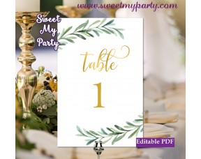 Greenery table numbers template,Olive table numbers template printable, (78) 